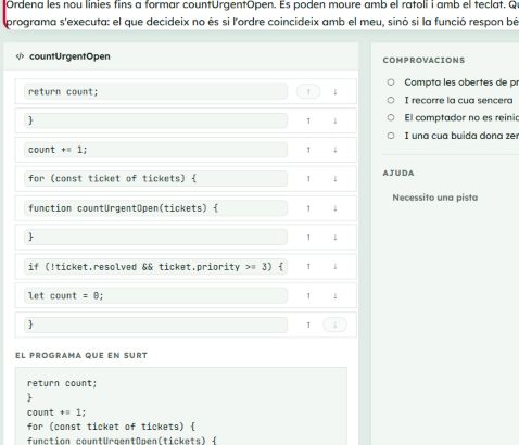 Ordenar blocs per construir un programa