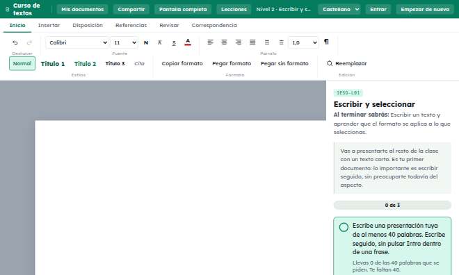 Editor de documents amb lliçons guiades