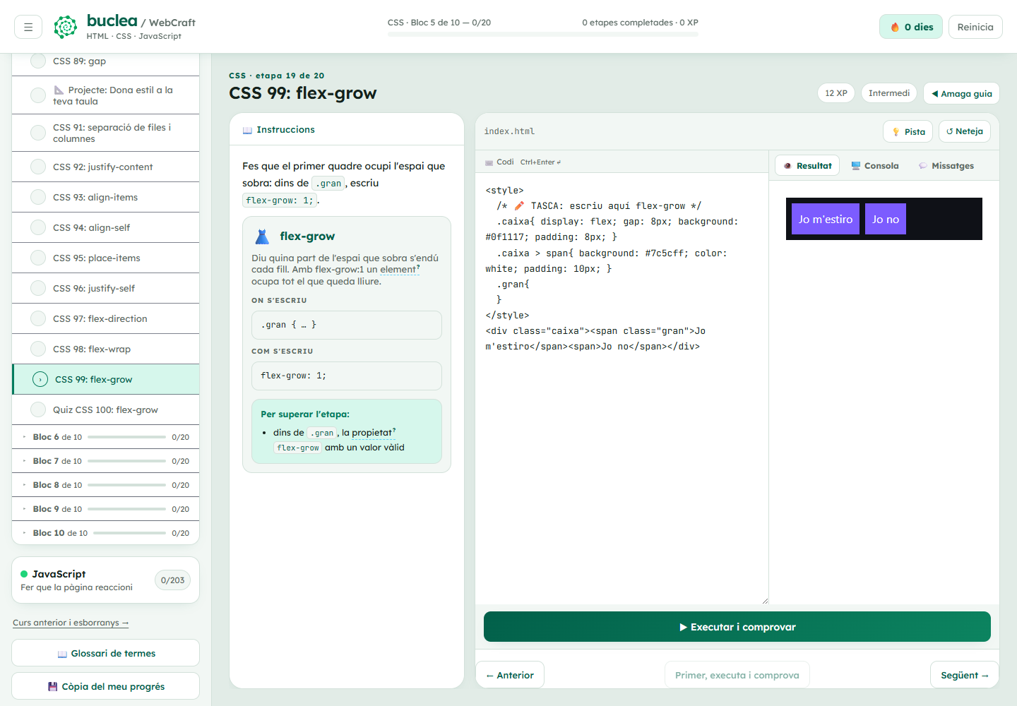 Experimentar amb CSS i veure el resultat